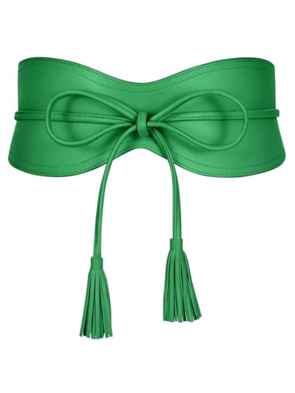 Green Wide Cinch Obi Belt Tassel Tie